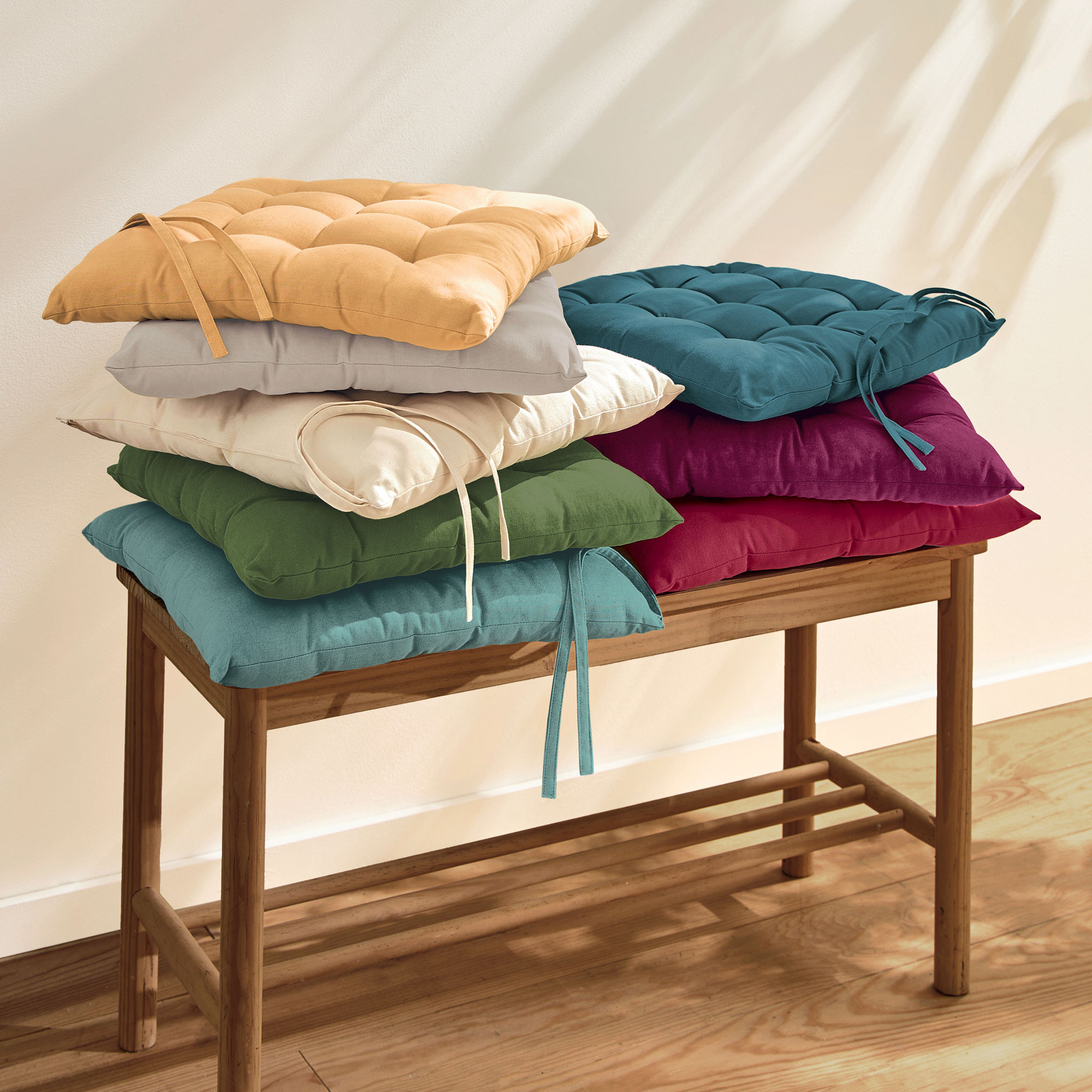 Lot de 2 galettes de chaise uniesCouleurs de table