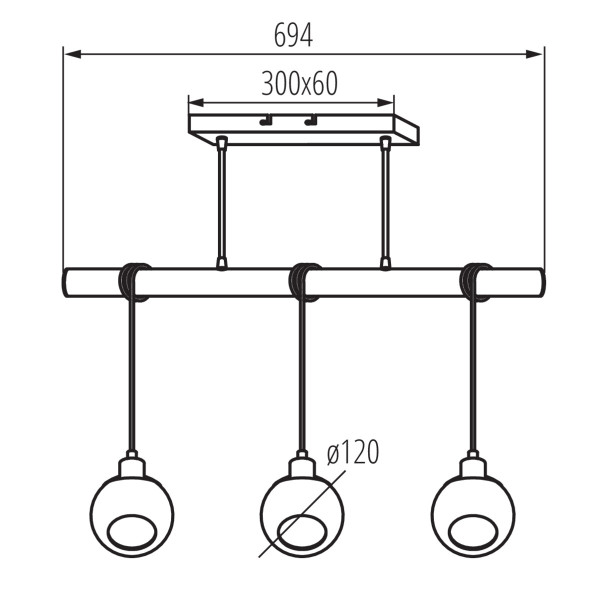 Lampa LightLogic LL COMT C-I 3xE14 66228 biały klosz drewno do jadalni do