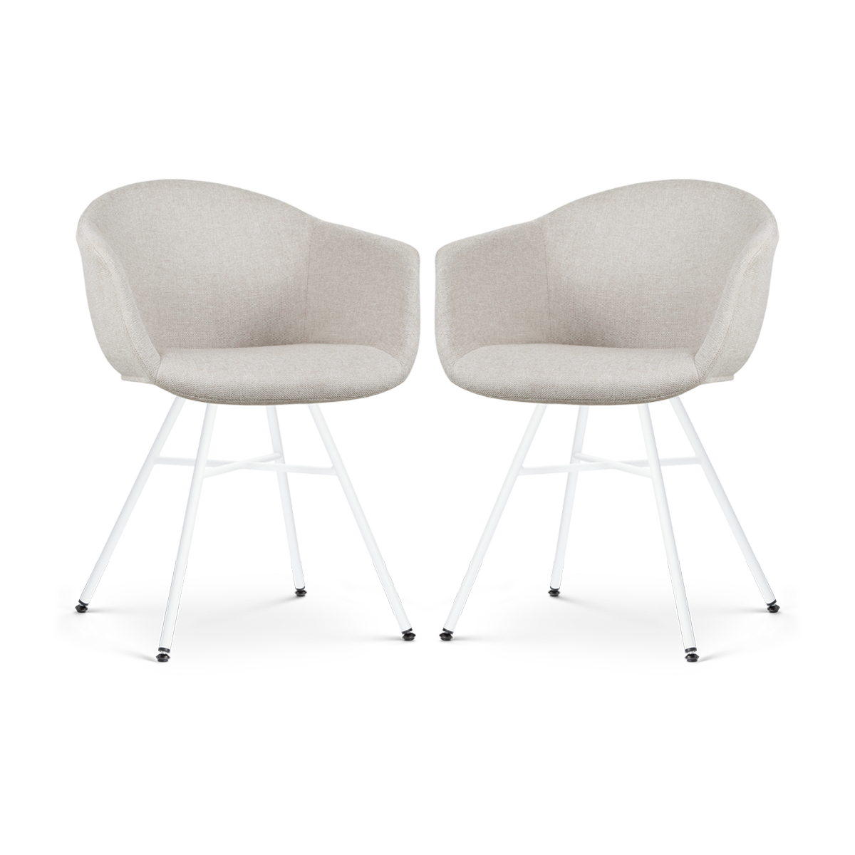 Nolon Noa-Otis Eetkamerstoelen Set van 2 - Beige - Witte Poten