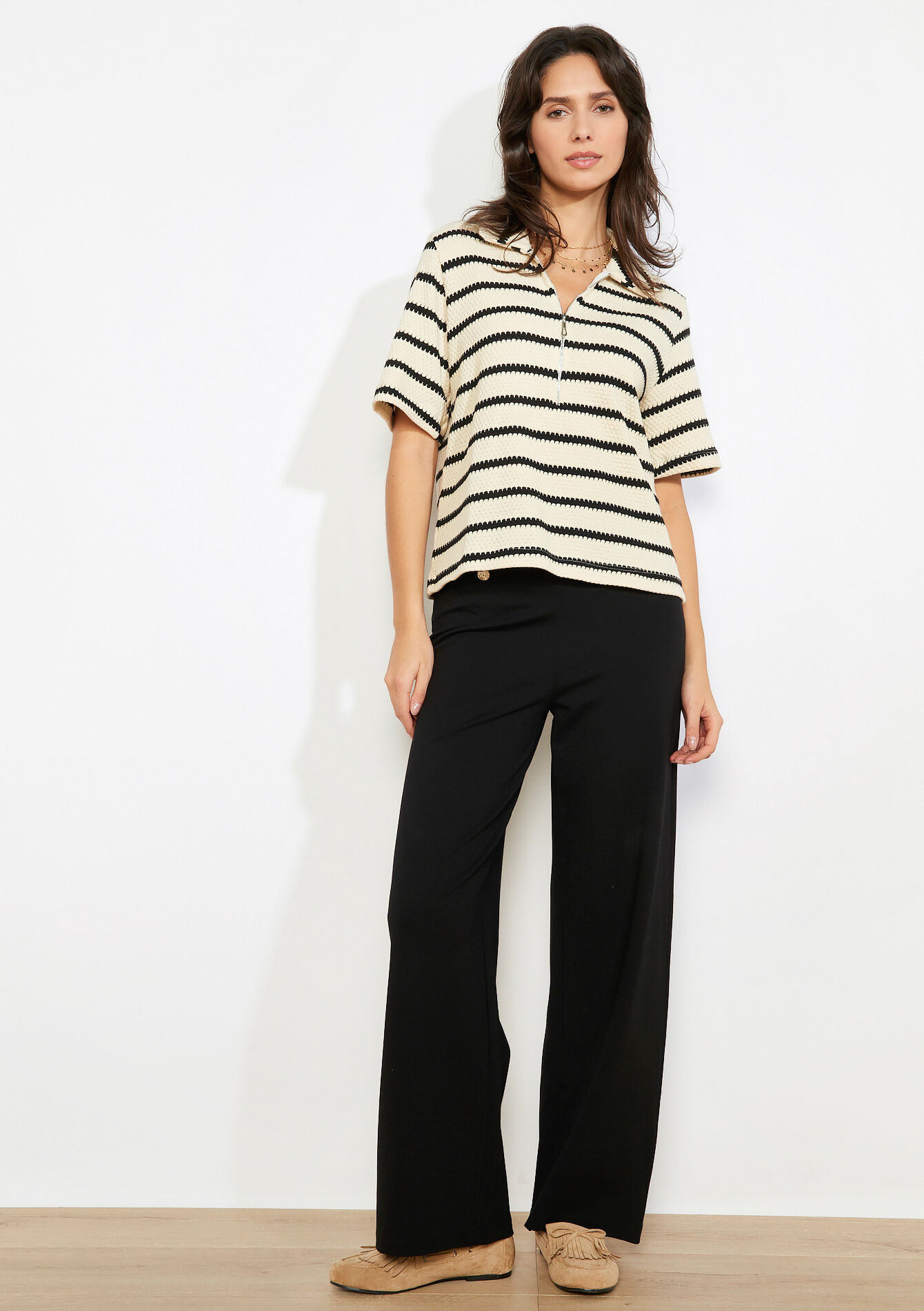 Gestreepte polo met rits