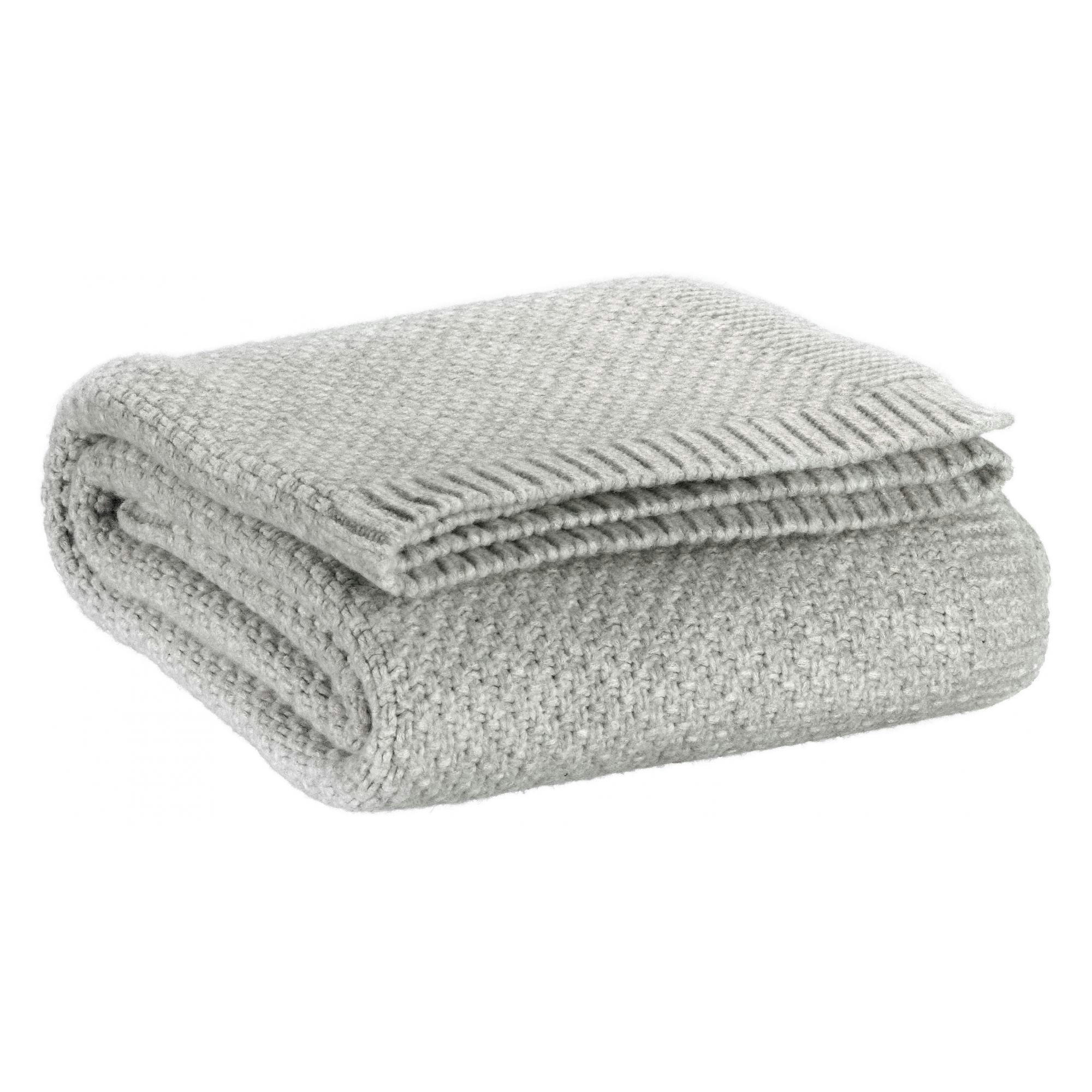 DANILO - Plaid tricot recyclé  en polyester recyclé perle 130 x 160
