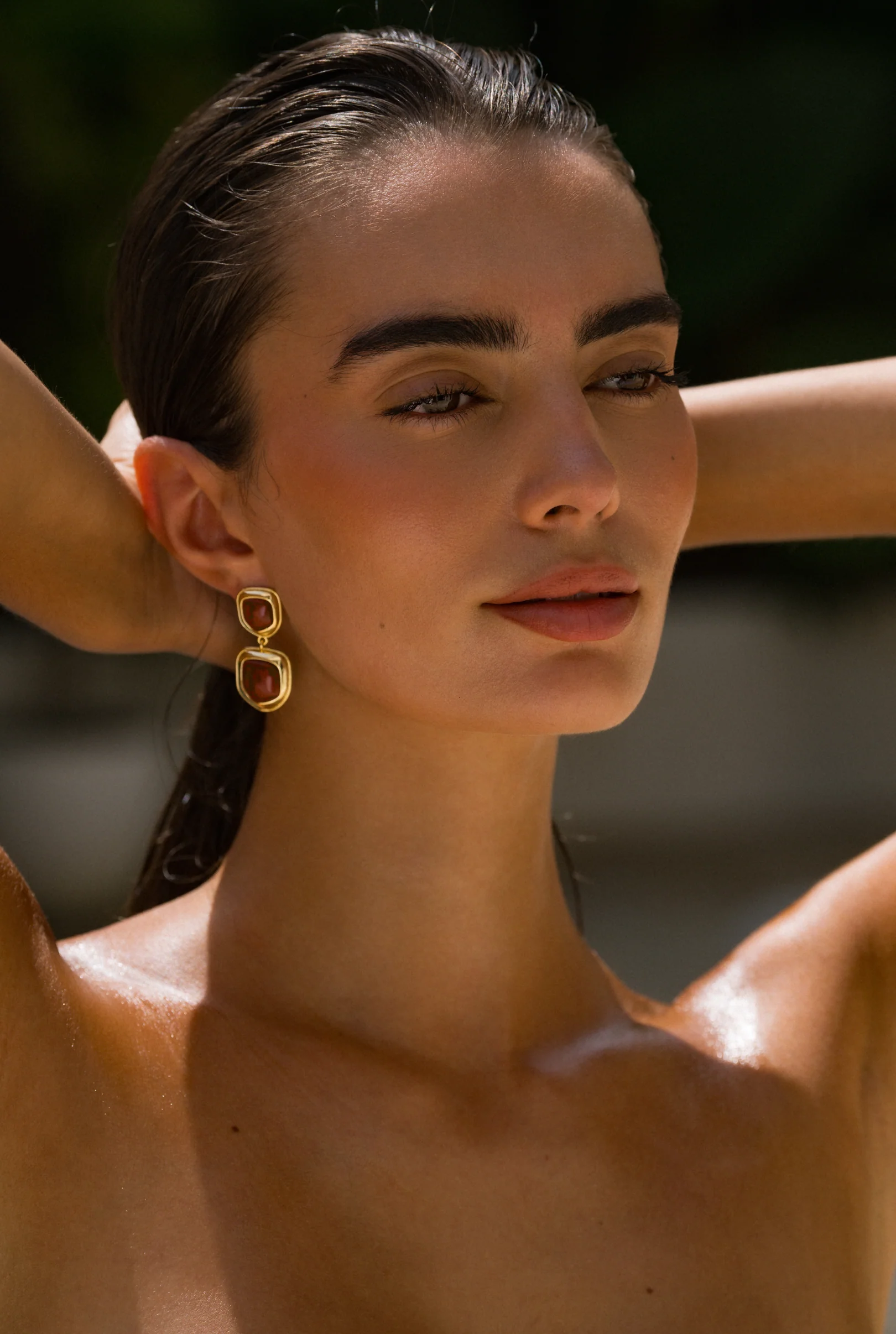 ATD x Daisy Red Jasper Organic Double Drop Earrings
