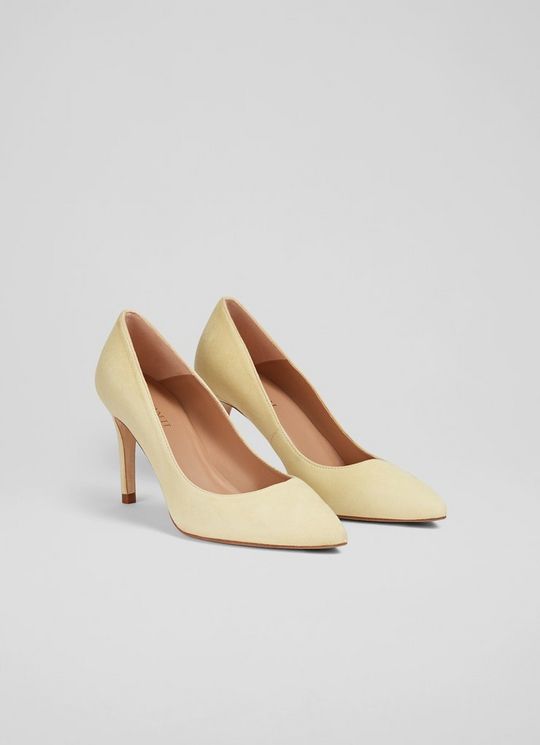 Classic Floret Yellow Suede Pointed Toe Courts