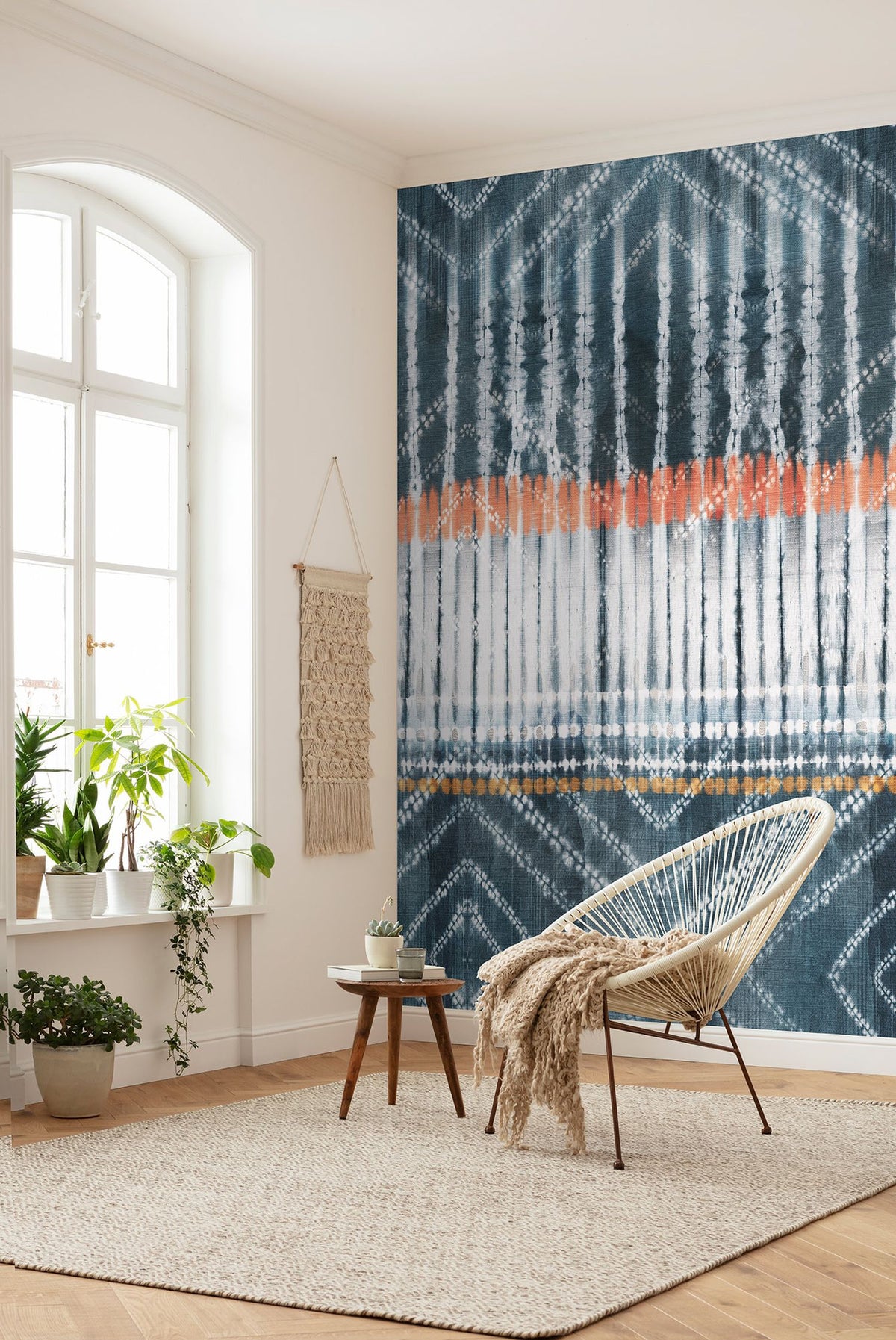 Komar fotobehang tie-dye shibori motief blauw - 200 x 250 cm - 611619