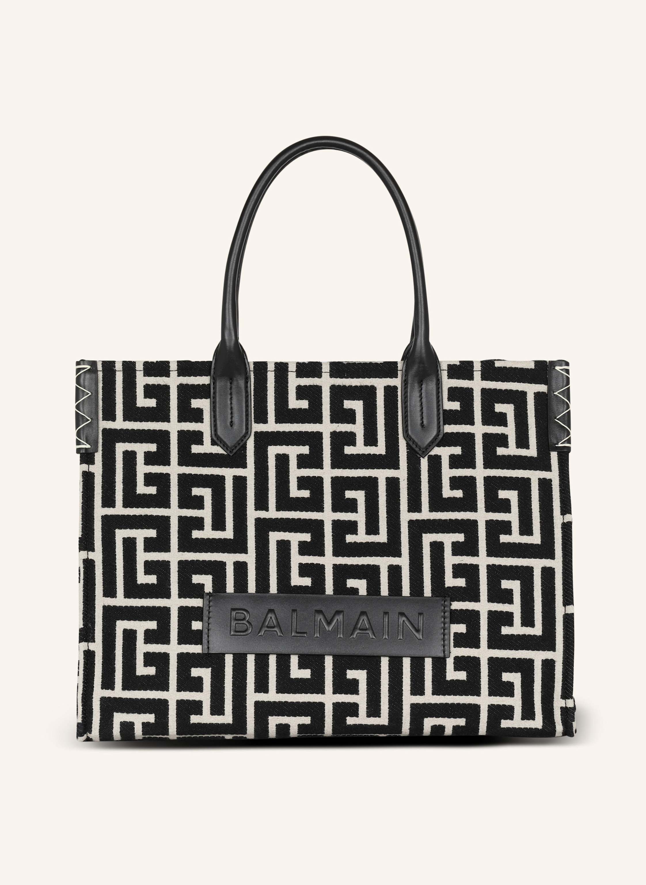 BALMAIN Shopper B-Army 42 aus Monogramm-Jacquard und Leder