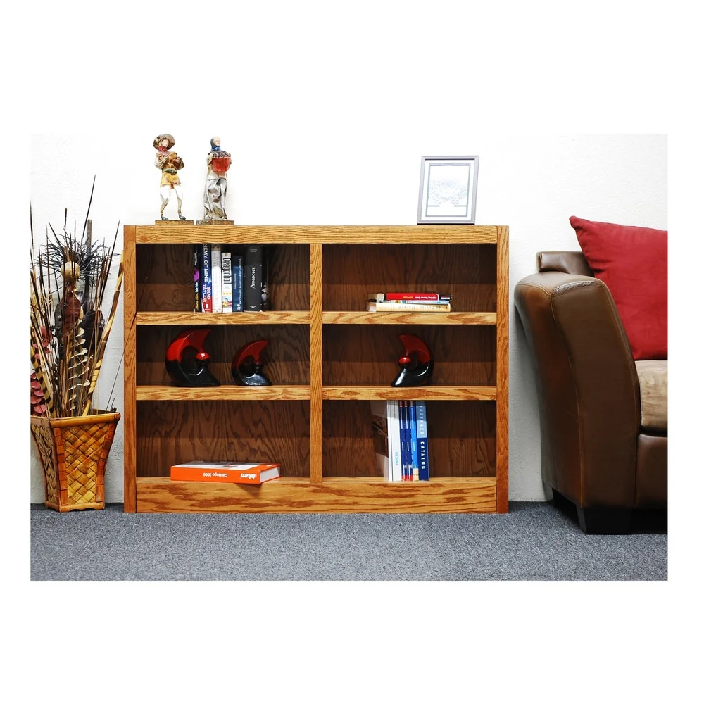Concepts in Wood Double Wide Wood Bookcase, 6 Shelf, 36 inch Tall