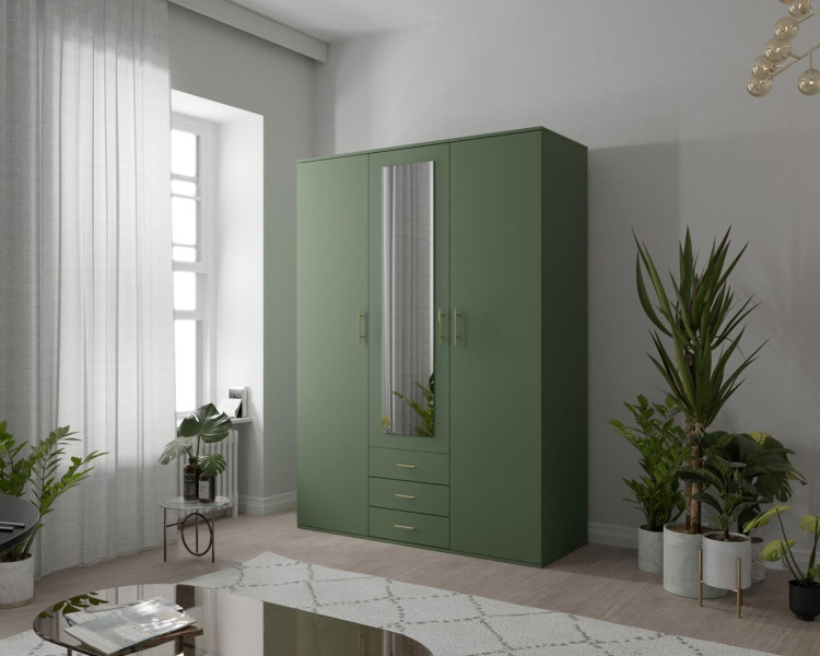 Nietuzinkowa szafa uchylna z lustrem GREEN 150 / zielony