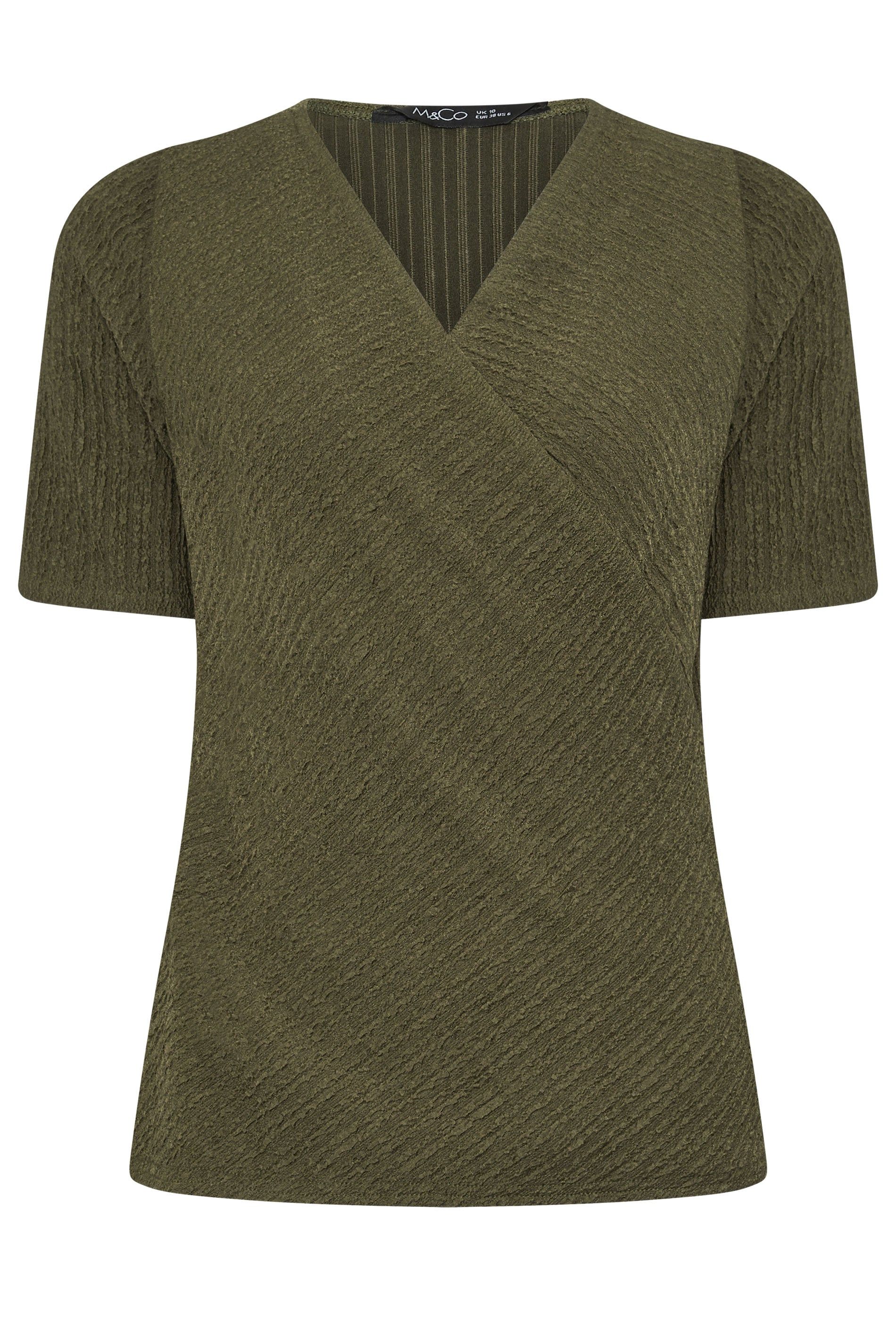 M&Co Textured Wrap Top