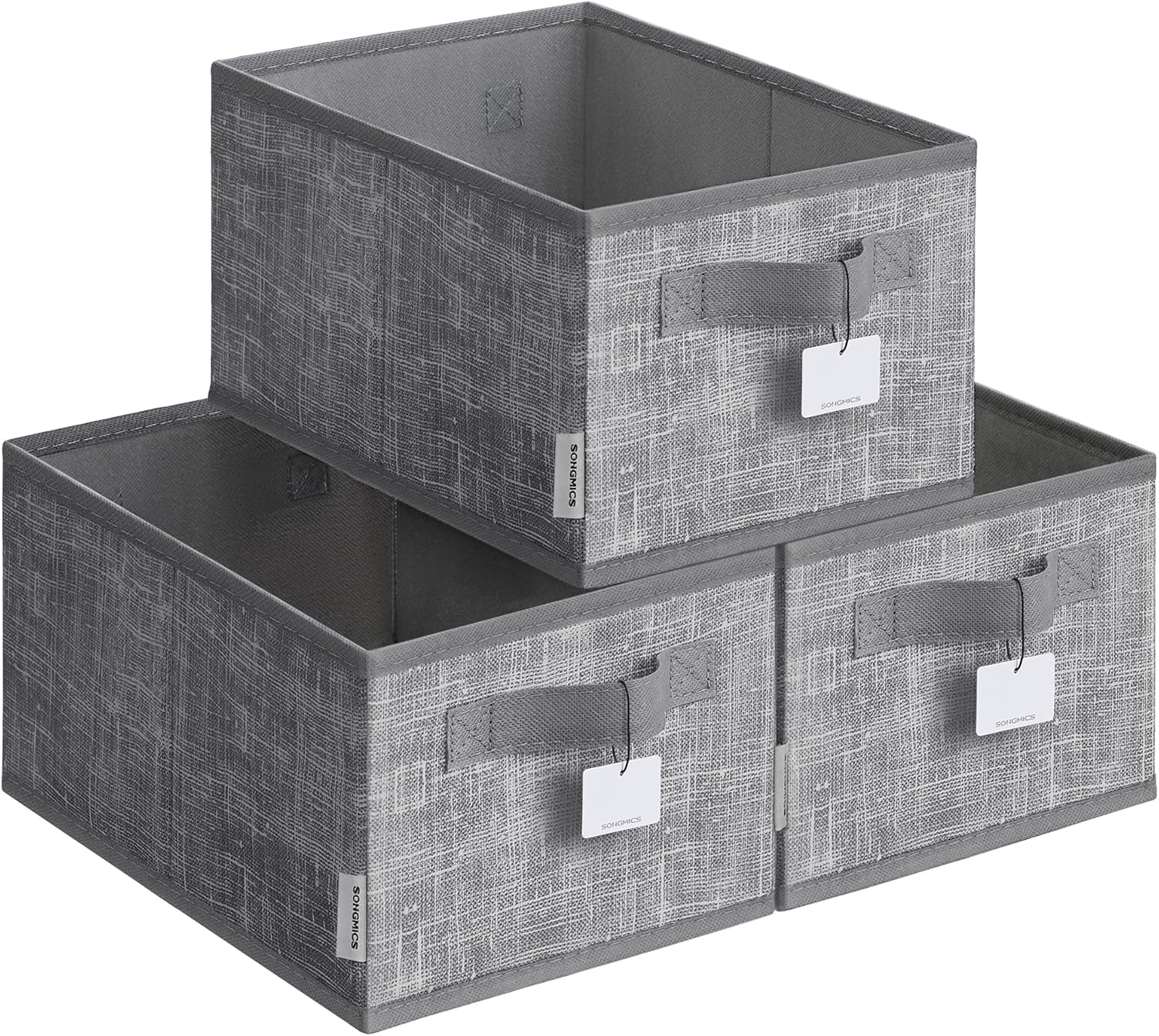 SONGMICS Lot de 3 boîtes de rangement pliables en tissu 30 x 20 x 15 cm pour armoire
