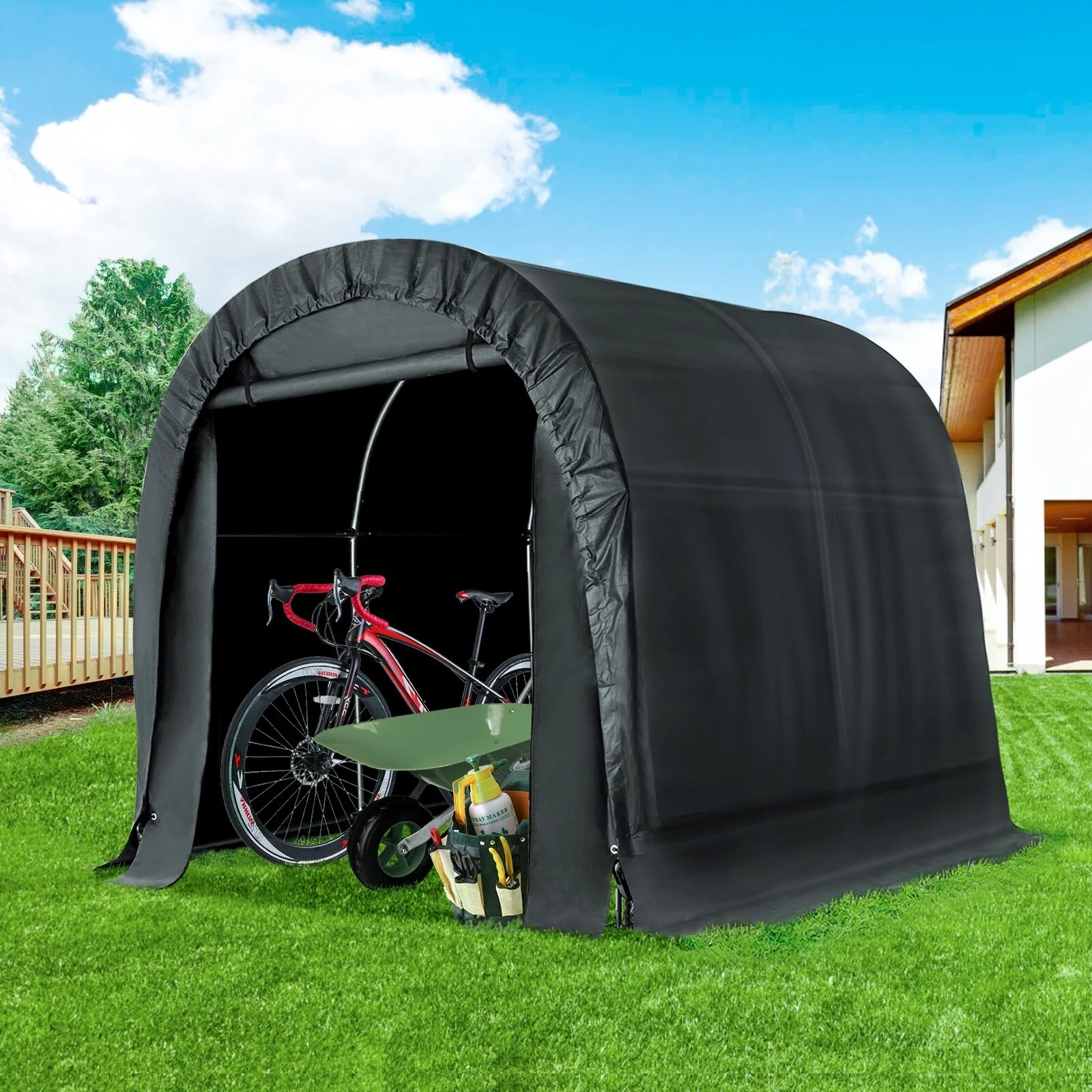 EROMMY Heavy Duty Storage Tent, Outdoor Tool Shed, Carport, Portable Garage for Patio, Garden