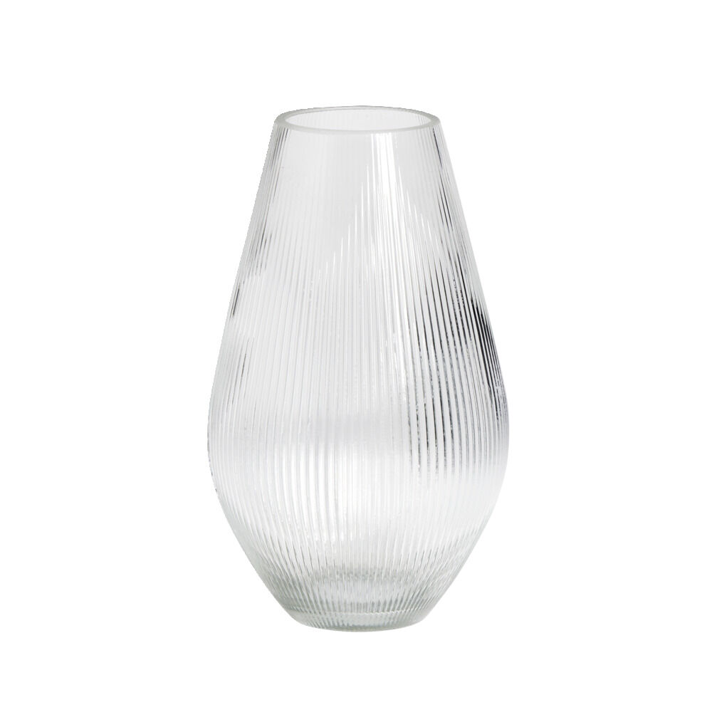Vase strié en verre transparent Ø12xH20cm