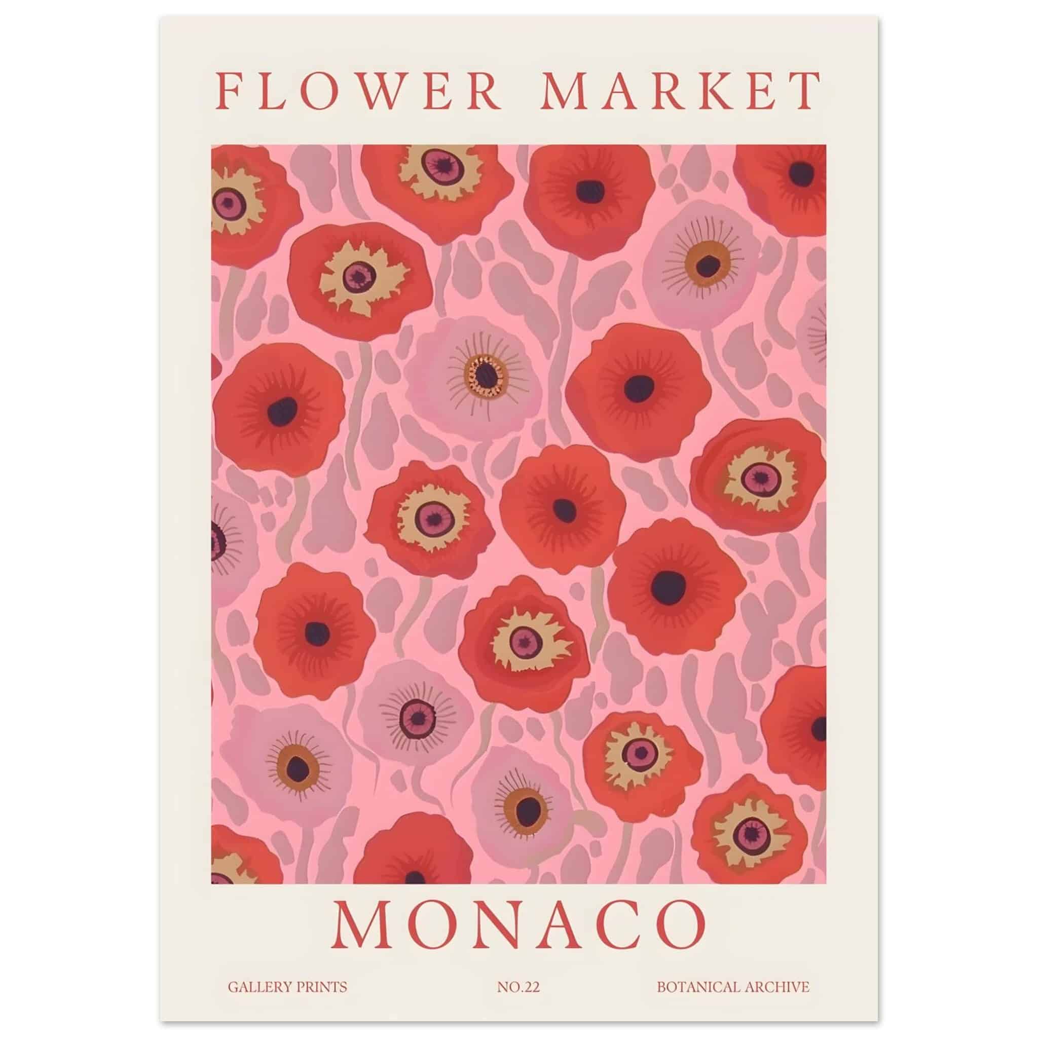 Artfulprints Poster Flower market - Monaco  - 50x70 cm - Roze