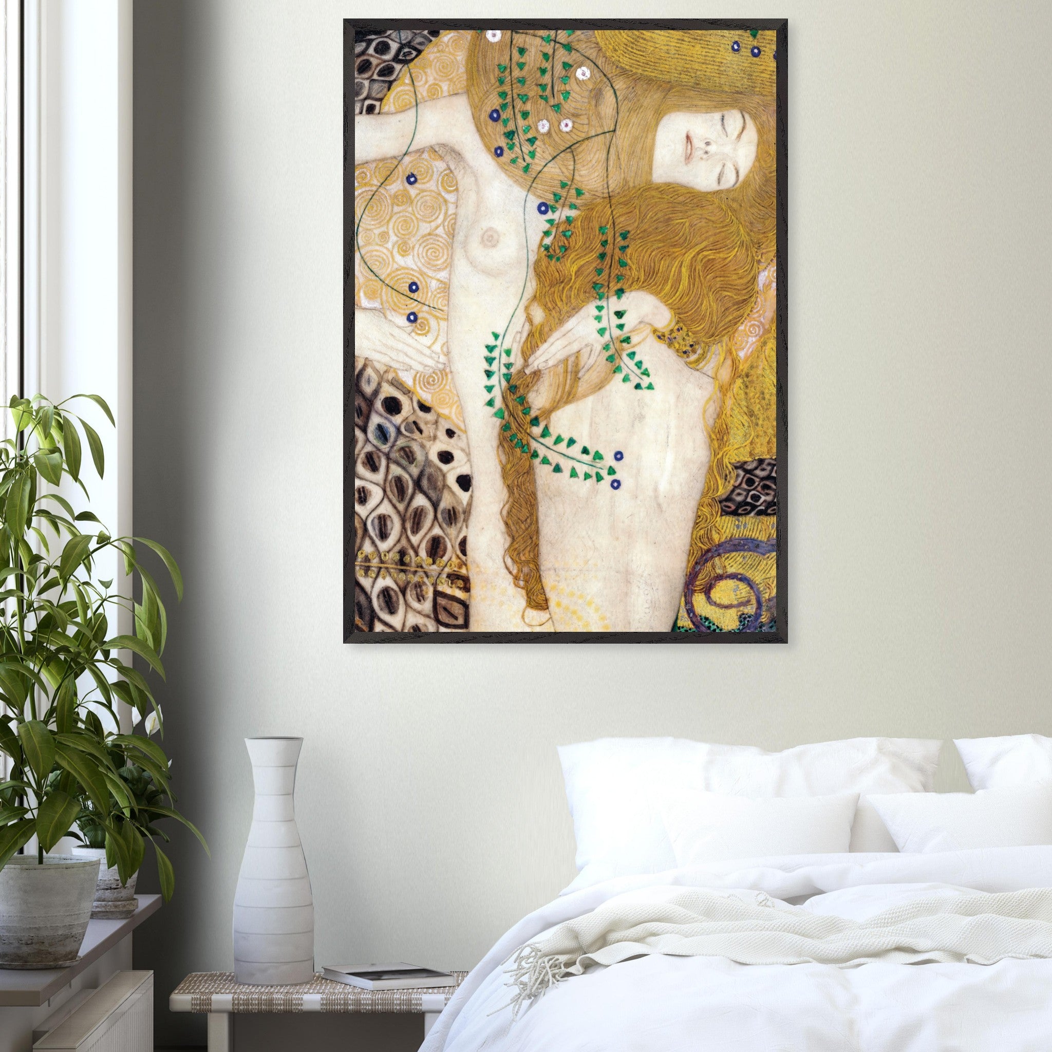 Artfulprints Poster Gustav Klimt - Water snakes  - 70x100 cm - Geel