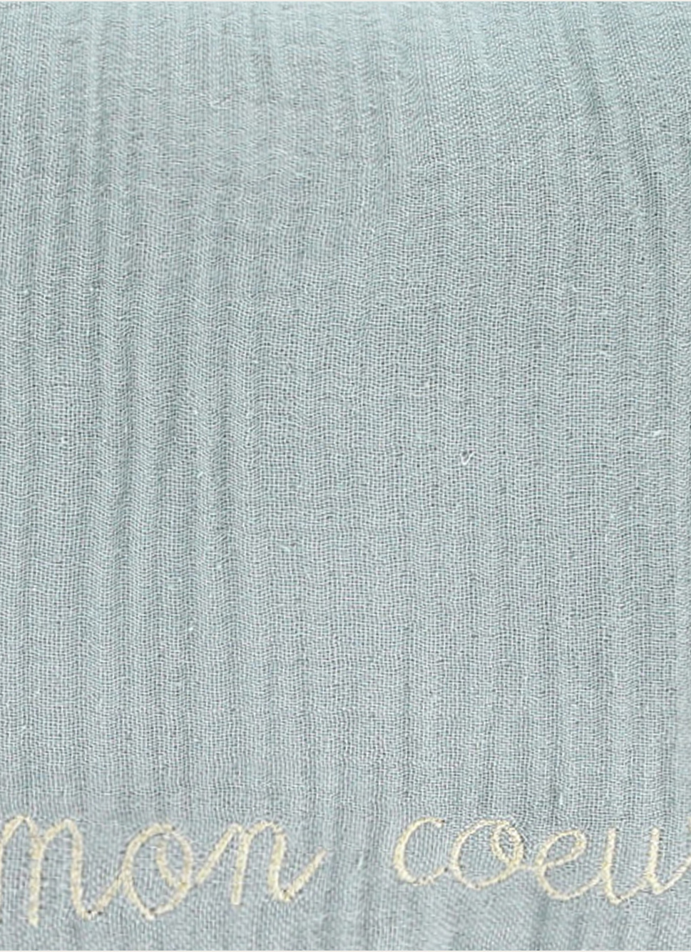 COUSSIN EN GAZE DE COTON BRODERIE FIL DORÉ MOUSSE