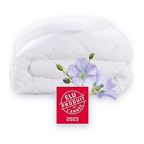 Couette 220x240 cm DODO CHAMPS DE LIN - Chaude - 450G/m² - Couette 2 personnes -Douce et Chaude -Anti-acariens Antibactériens