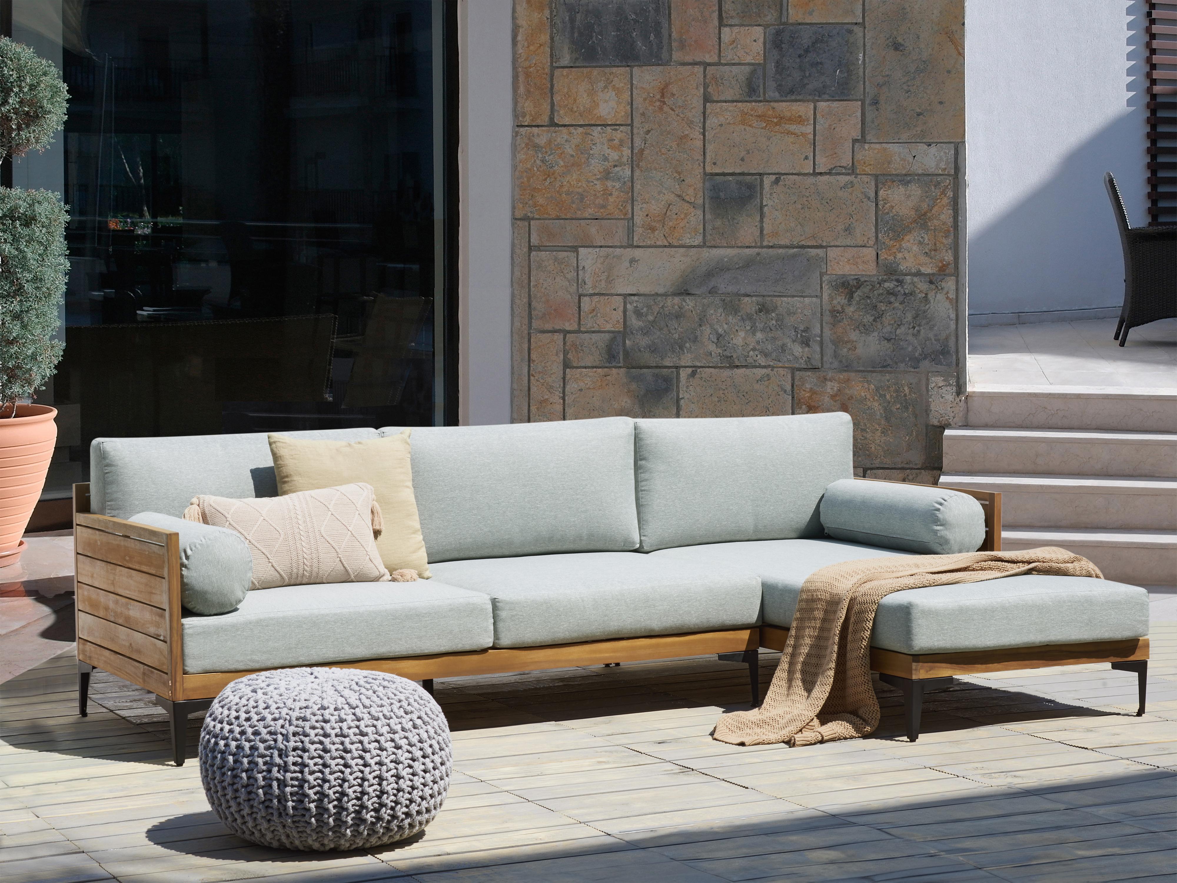 Garden Corner Sofa 4 Seater CAVEZZO Left Hand Certified Acacia Wood Grey
