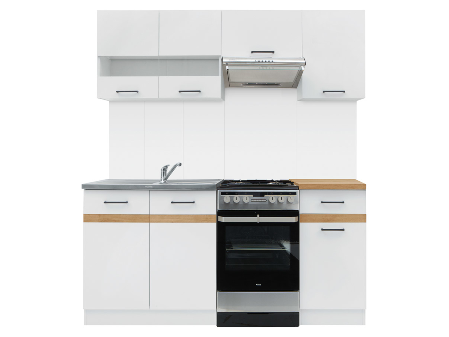 Komplet kuchenny Junona Line 170 cm biały połysk z blatem