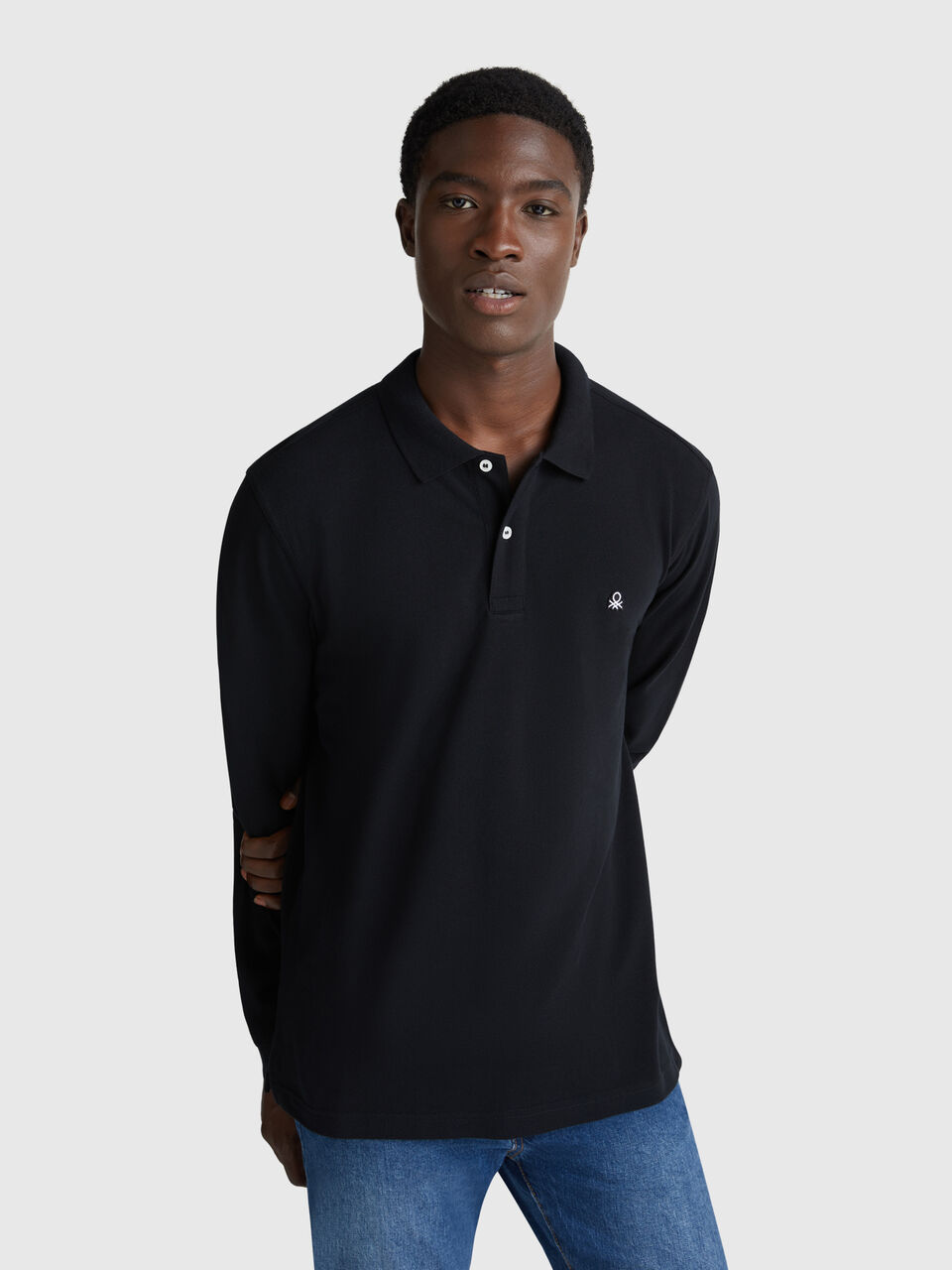 Long sleeve cotton polo