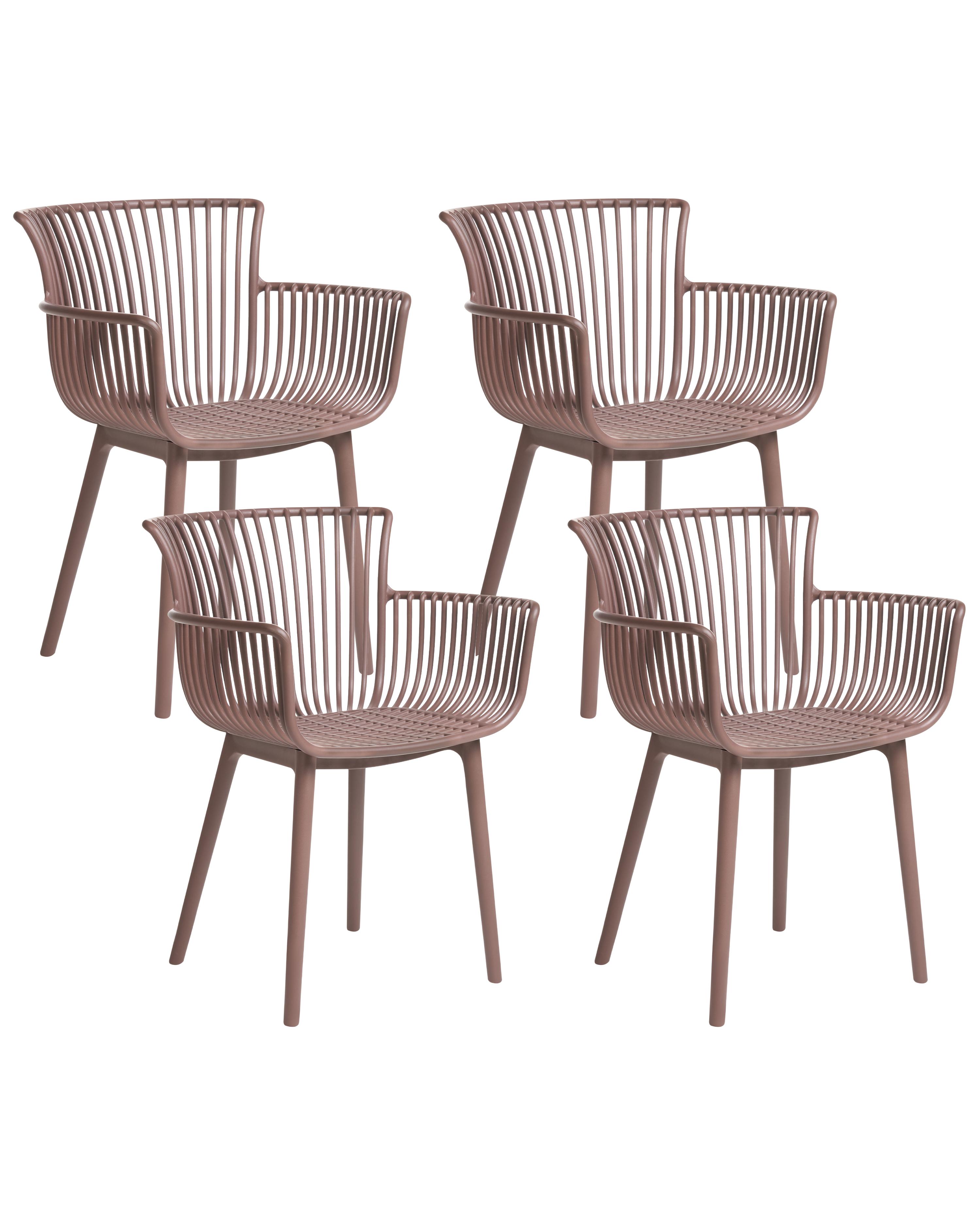 Set of 4 Garden Chairs PESARO Brown