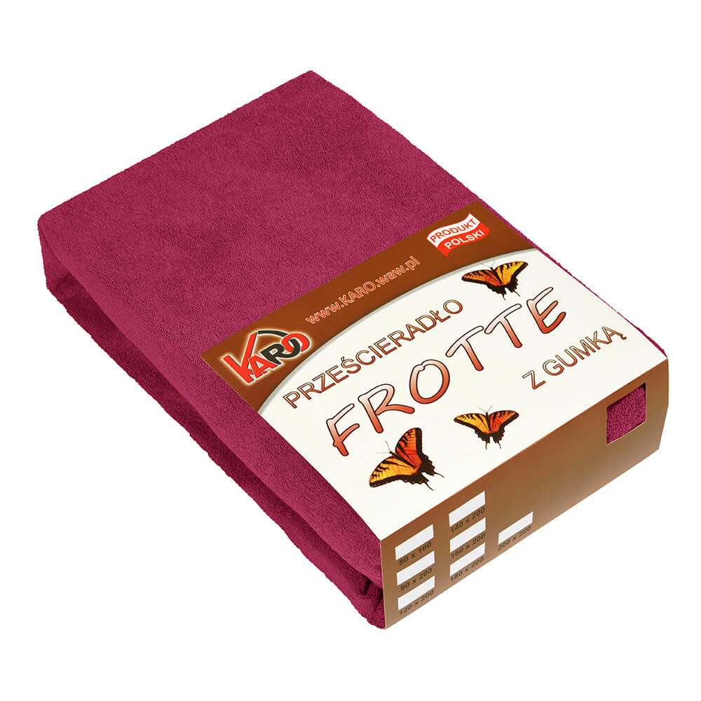 Prześcieradło frotte z gumką 120x200 buraczane 066 KARO