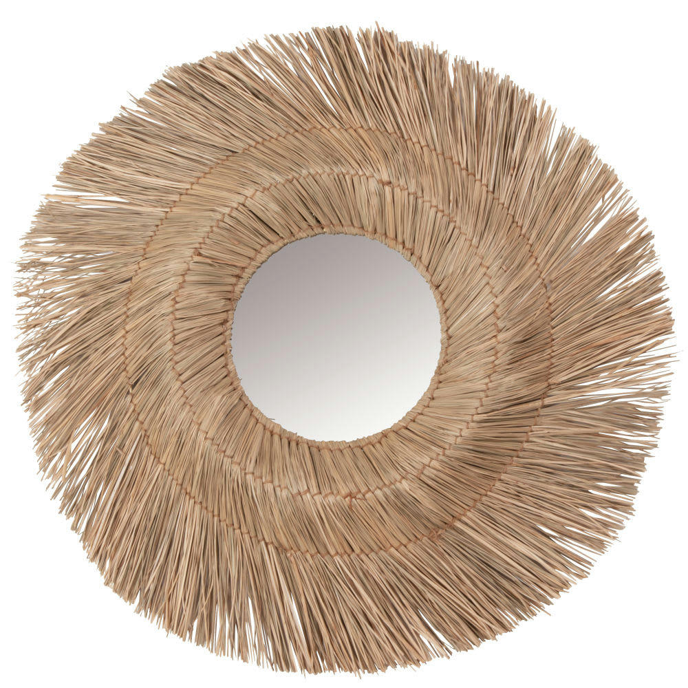NADER - Miroir rond en jonc de mer tressé beige D90