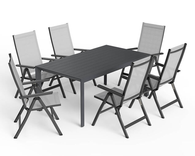Frankie-Jette 7 Piece Dining Setting - Gunmetal Grey