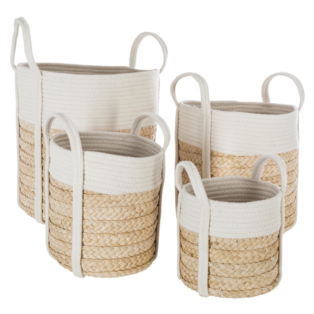Set of 4 baskets handled Corn & cotton fibers