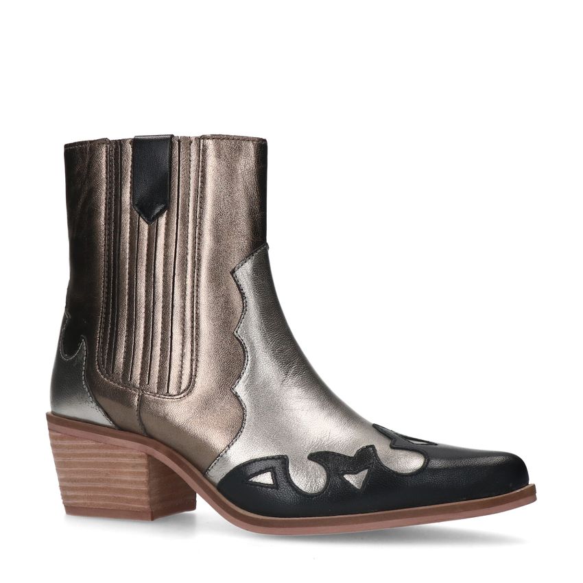 Manfield Zwarte metallic cowboy laarzen