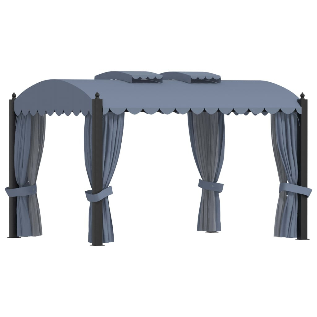 Altana Ogrodowa z Zasłonami Pergola Namiot Ogrodowy Antracyt 3 x 4 m