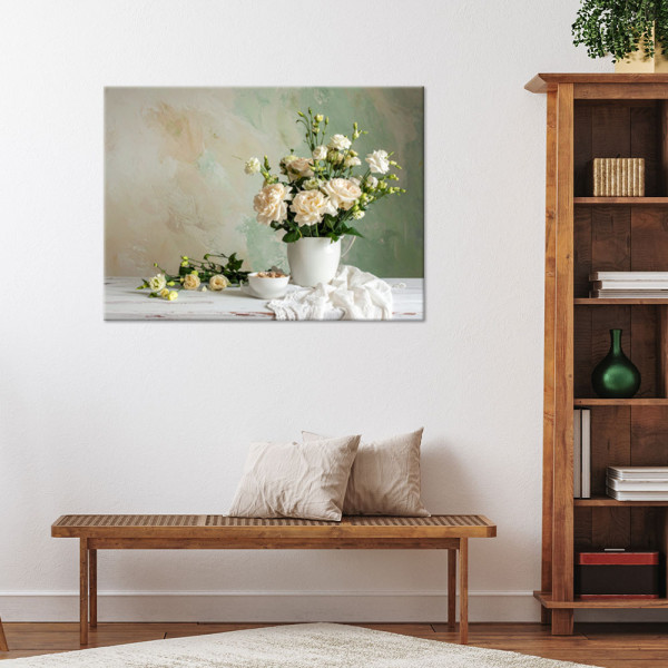 Obraz do salonu sypialni, Kwiaty w stylu shabby chic bukiet róż 30x20