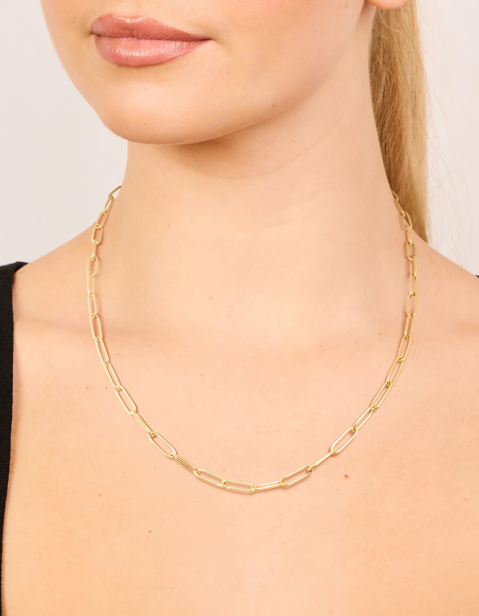 Waterproof Gold Plated Stainless Steel Open Oval Link Necklace