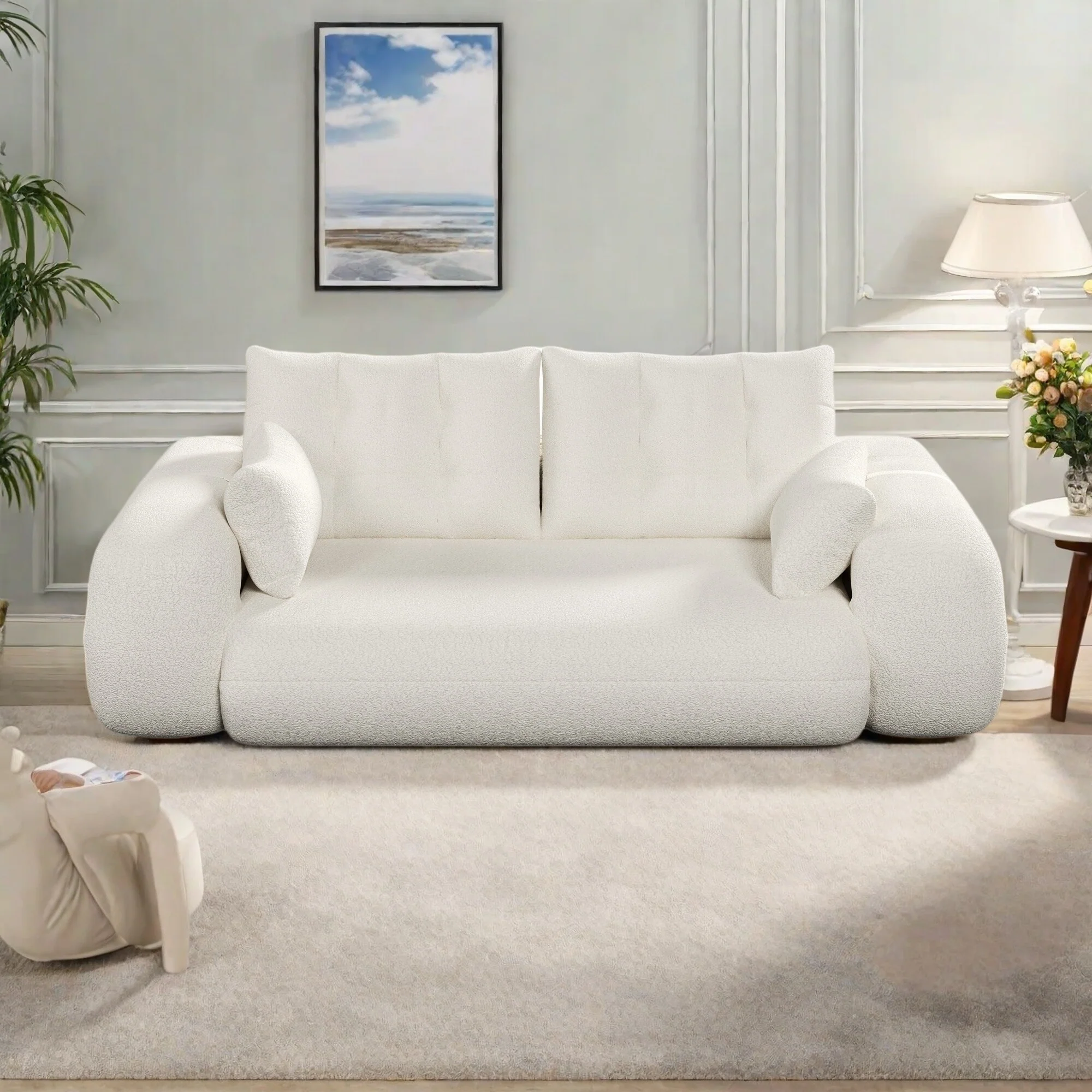 78.7 Teddy 3-Seater Sleeper Sofa Modular Floor, Convertible Lounge