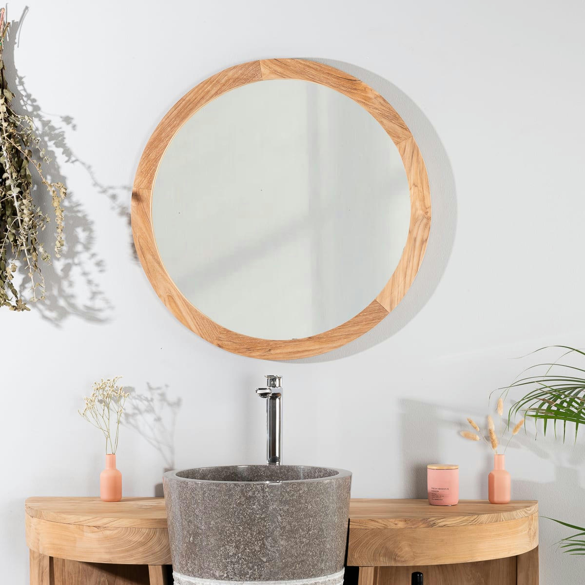 - Miroir hublot 68cm en teck