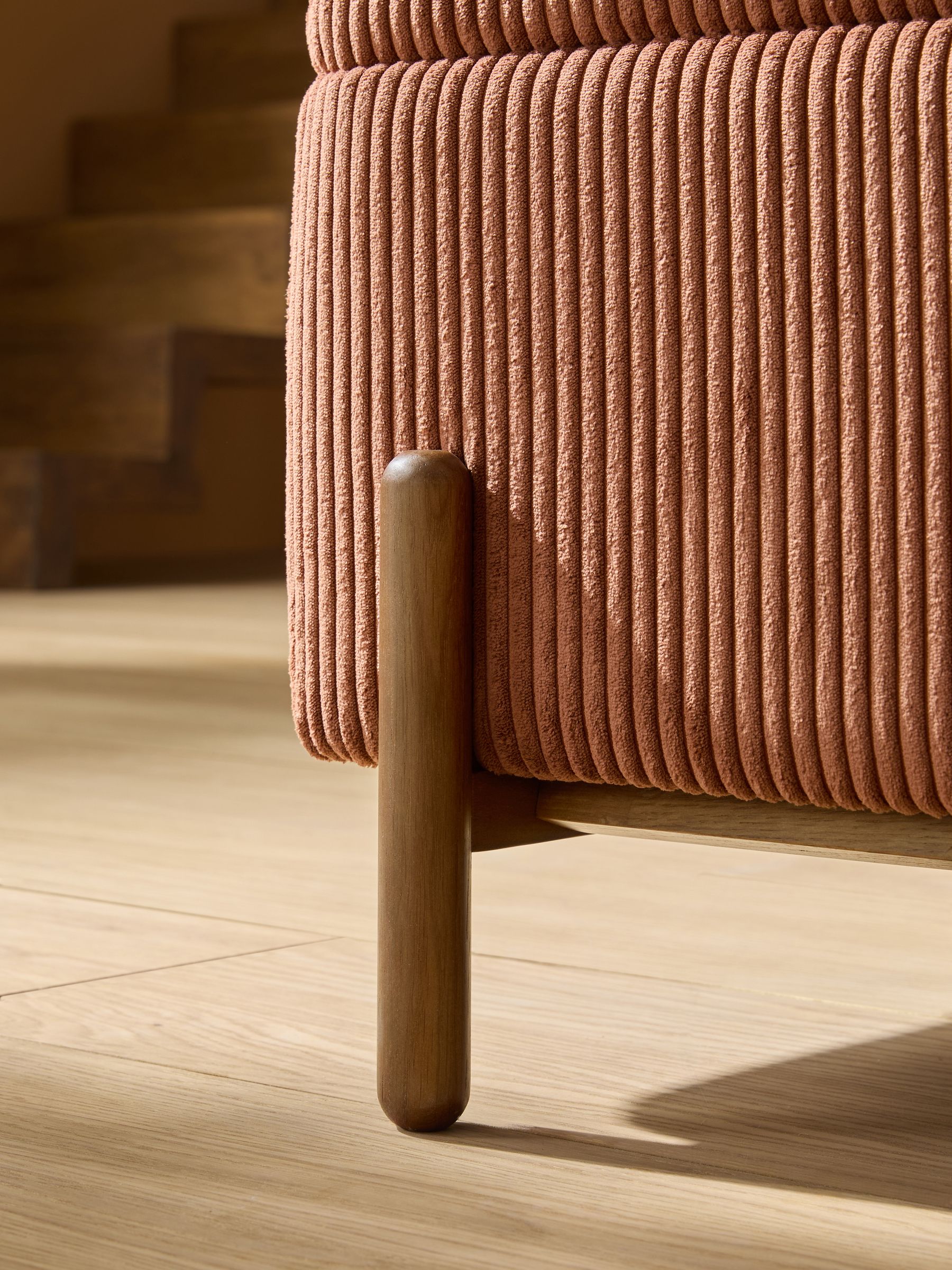 Asare Storage Ottoman Bench in Nutmeg Orange Corduroy