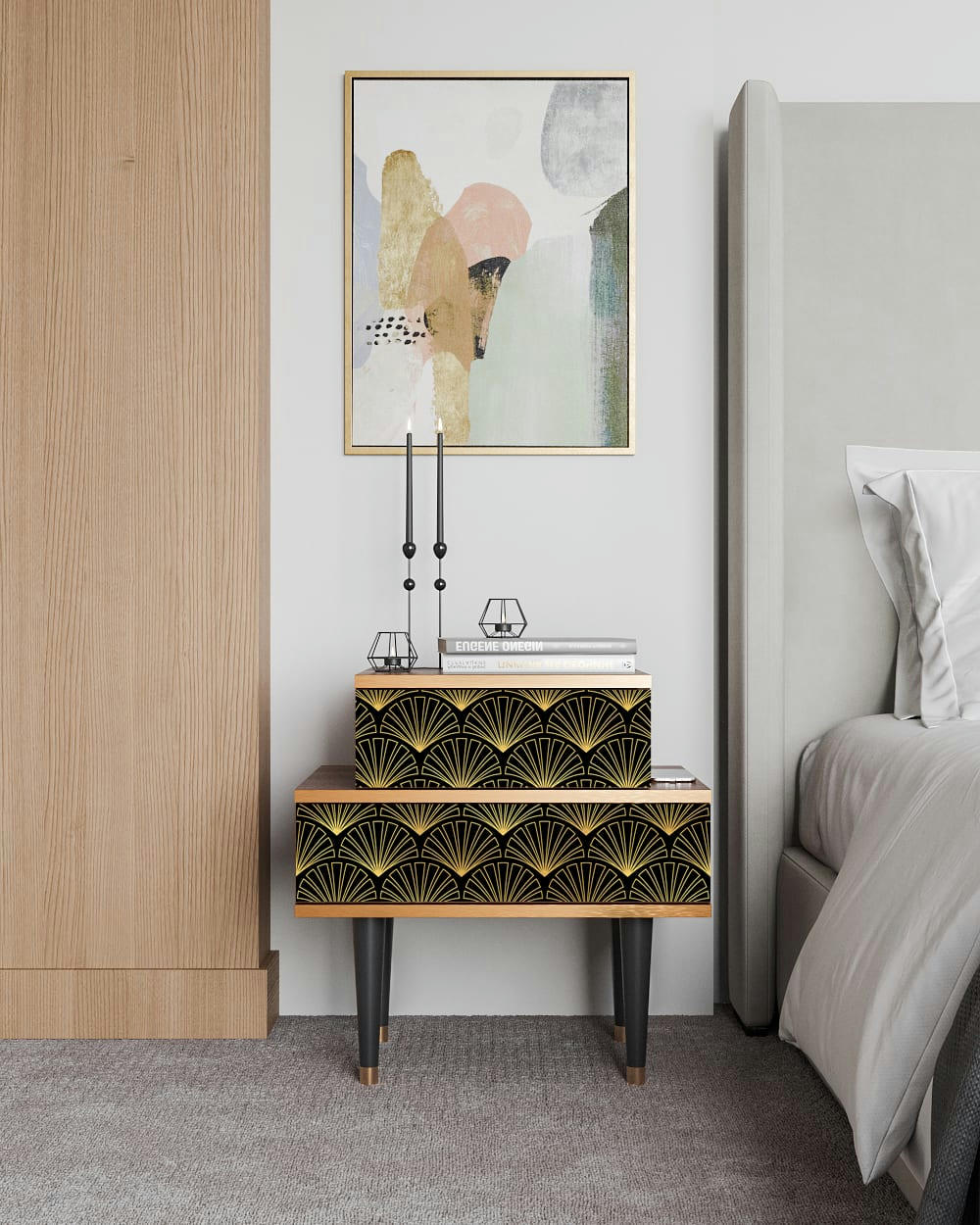 BIRD OF JUNO - Table de chevet noir 2 tiroirs L 58 cm