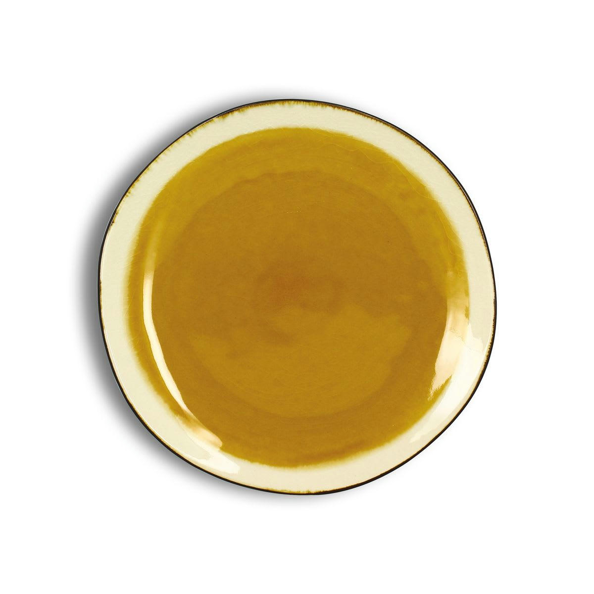 BALATA - Lot de 6 assiettes à dessert en grès jaune 20,5cm