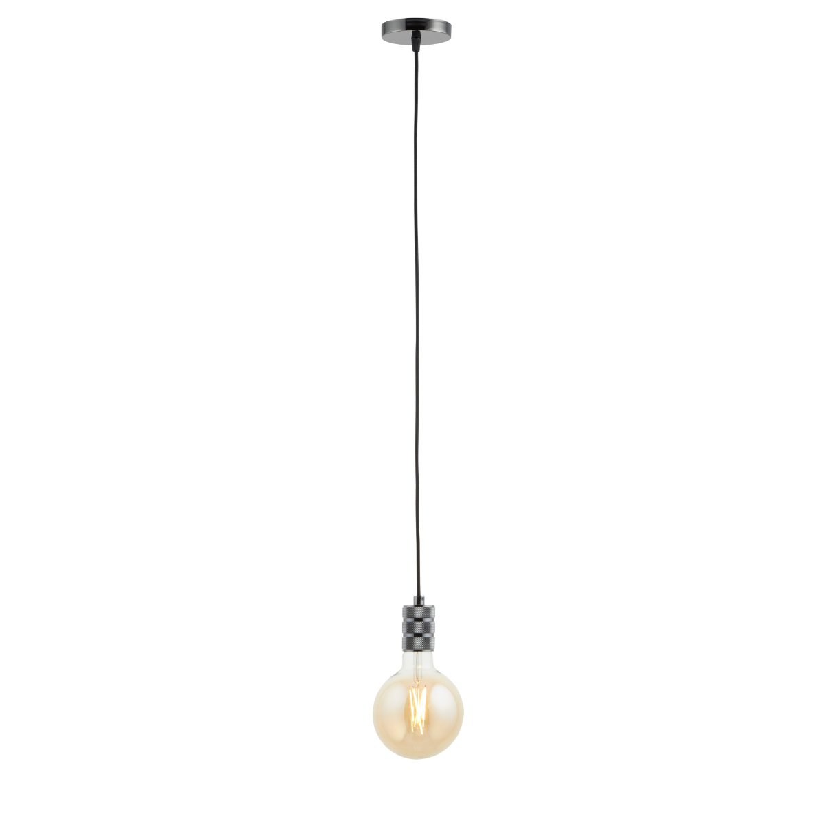 Lighto | Pendel Zwart Titanium | Inclusief Lichtbron Goud | Retro | 1.5m Snoer | Met Plafondkap