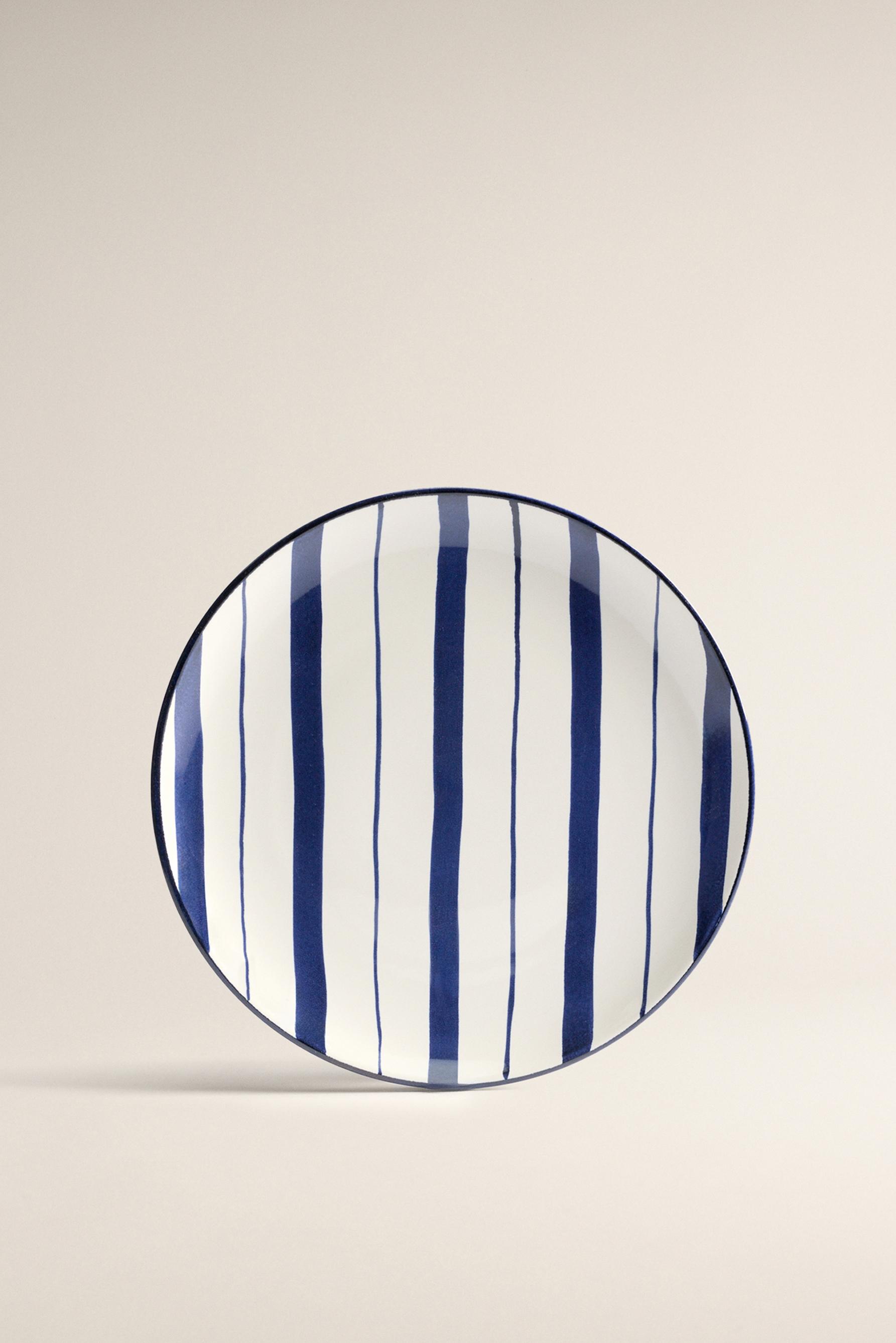 Plato llano rayas azules 27 cm