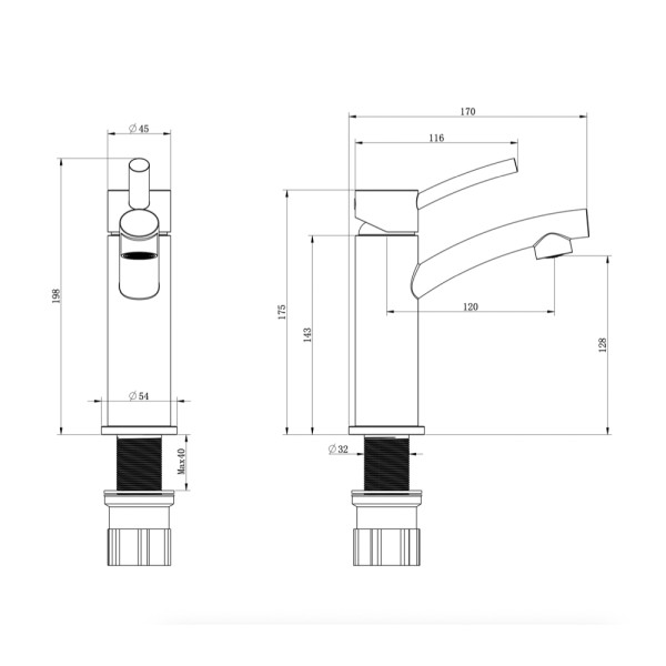 Bateria umywalkowa WEZER FIN1-19-BLACK