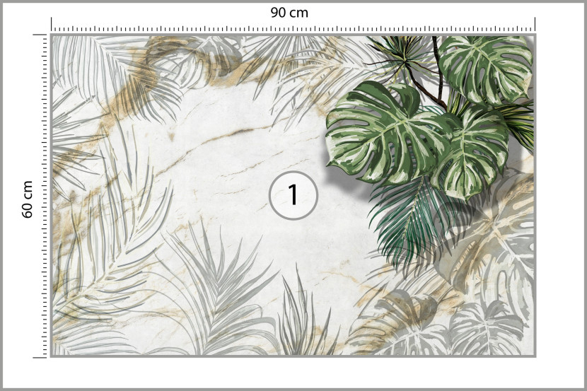 Fototapeta MONSTERA Palmy Abstrakcja 3D 90x60cm