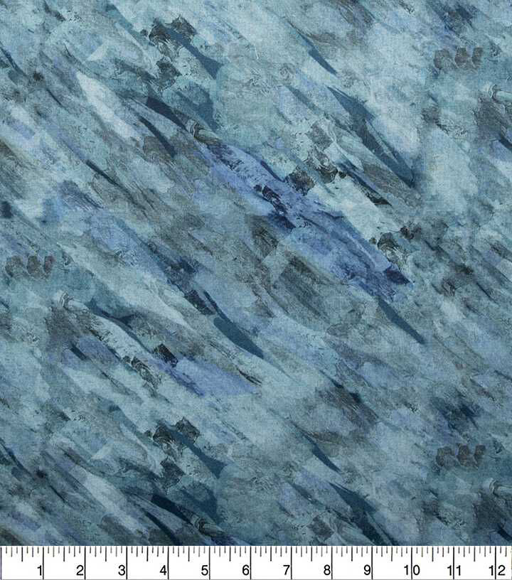 Teal Brush Strokes Quilt Cotton Fabric by Keepsake Calico
