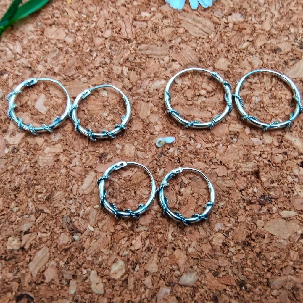 The Colourful Aura Sterling Silver Wired Coil Slim Dainty Hoop Earrings