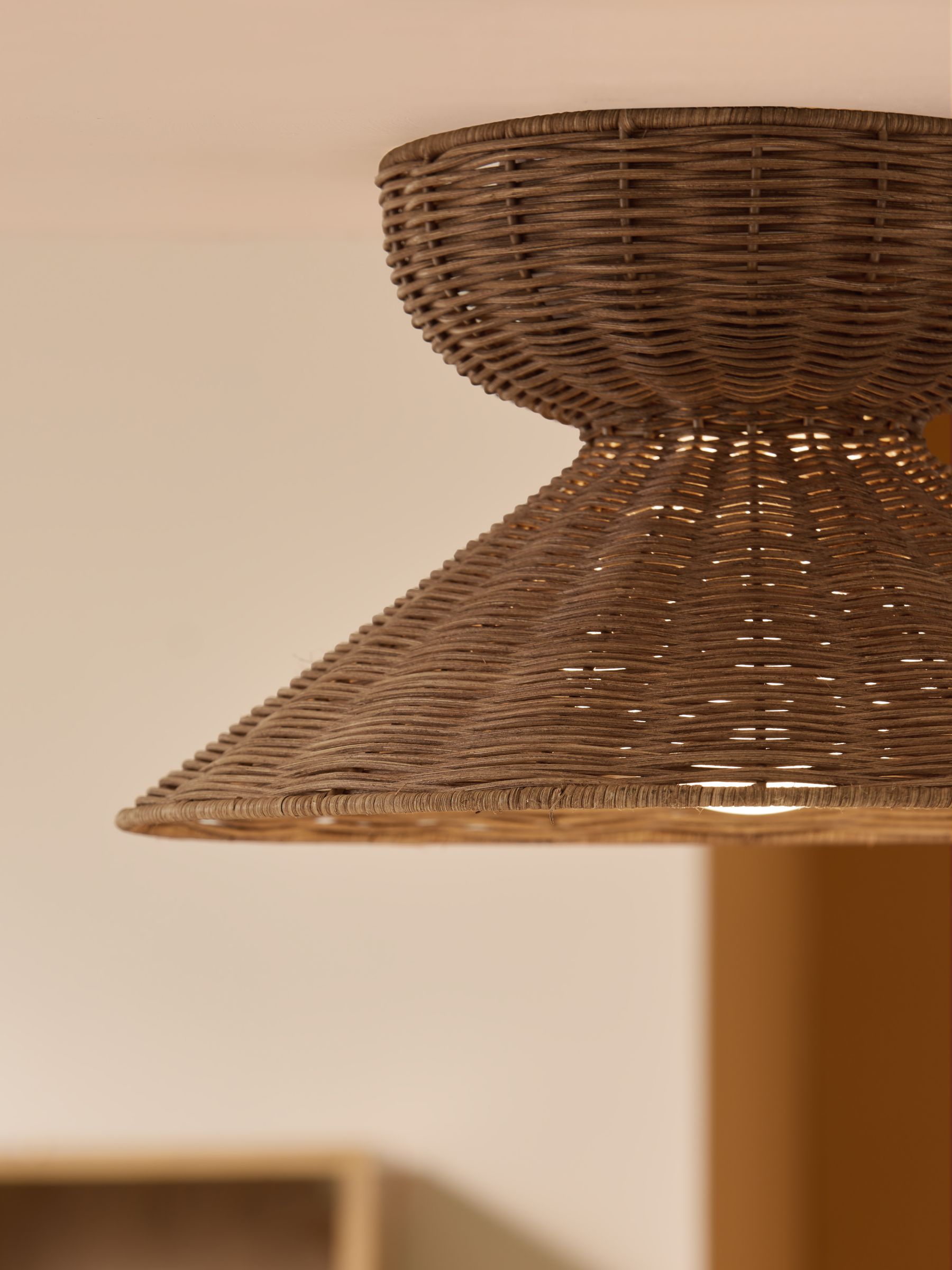 Dorian Flush Light in Dark Natural Rattan