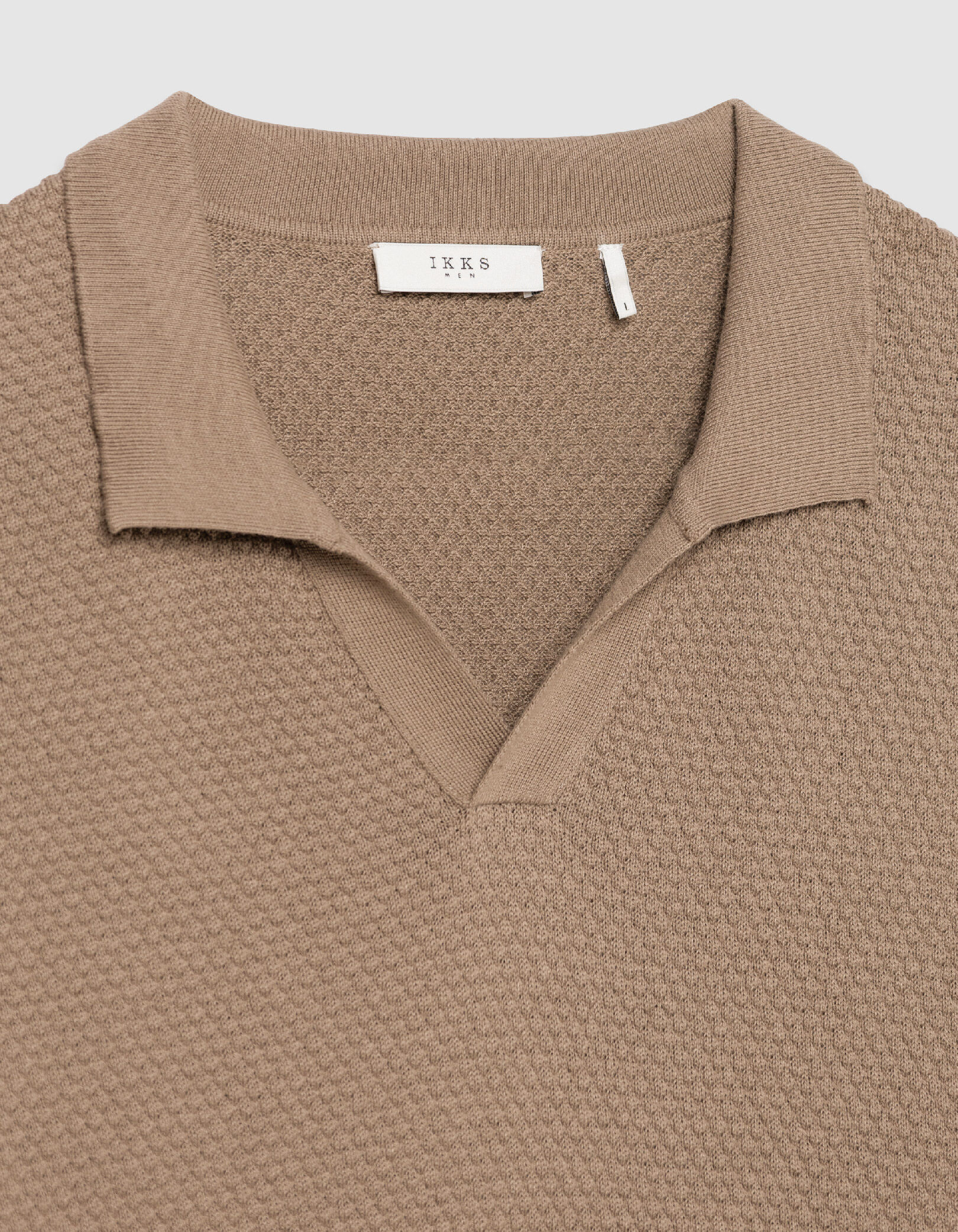 Polo beige tricot fin relief Homme