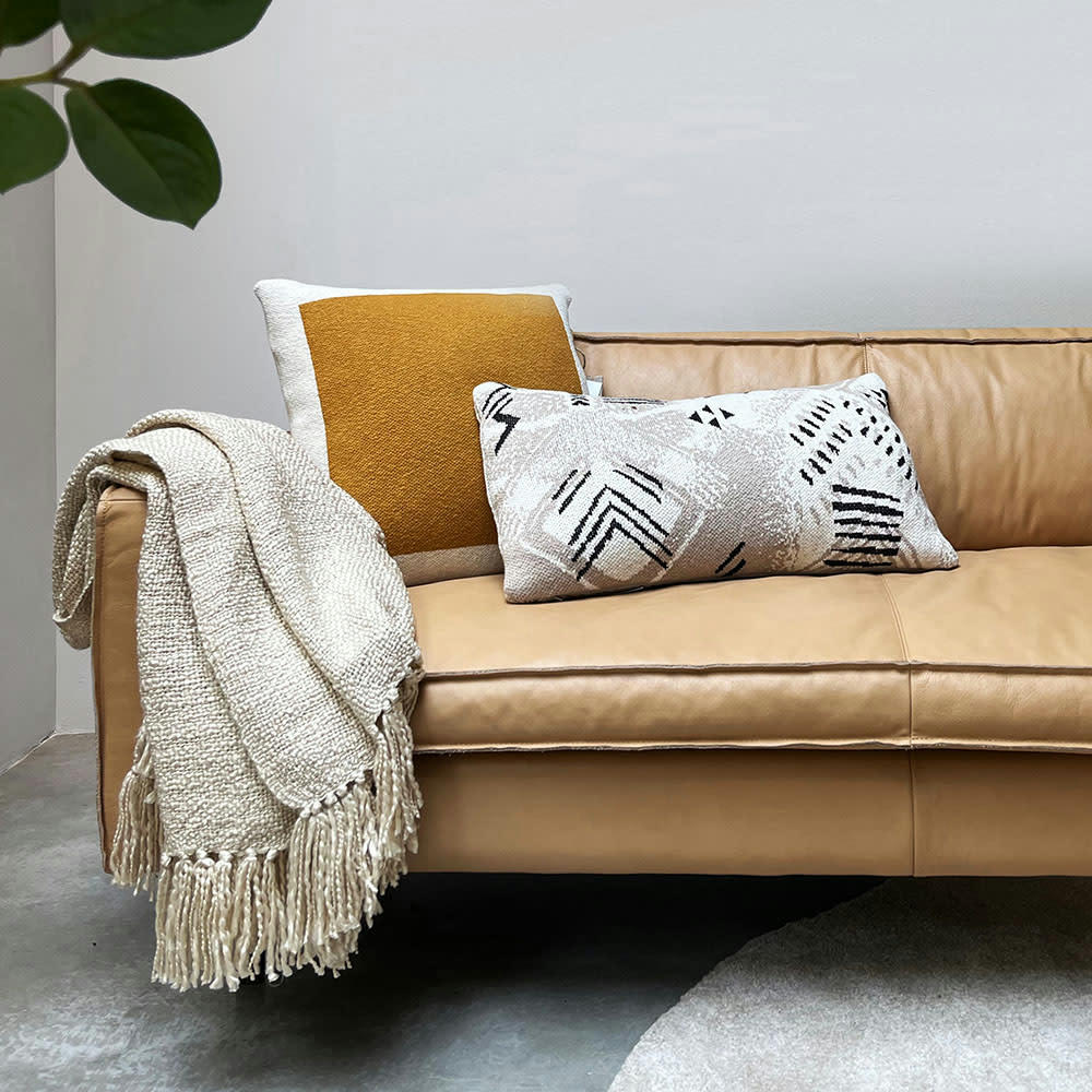 TRICOTÉ - Coussin tricoté blanc cassé 35x60