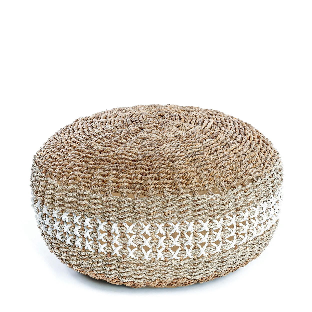 MACRAME - Pouf en jonc de mer et coton