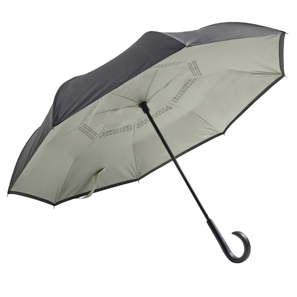 Parapluie inversé uni noir et blanc L87cm