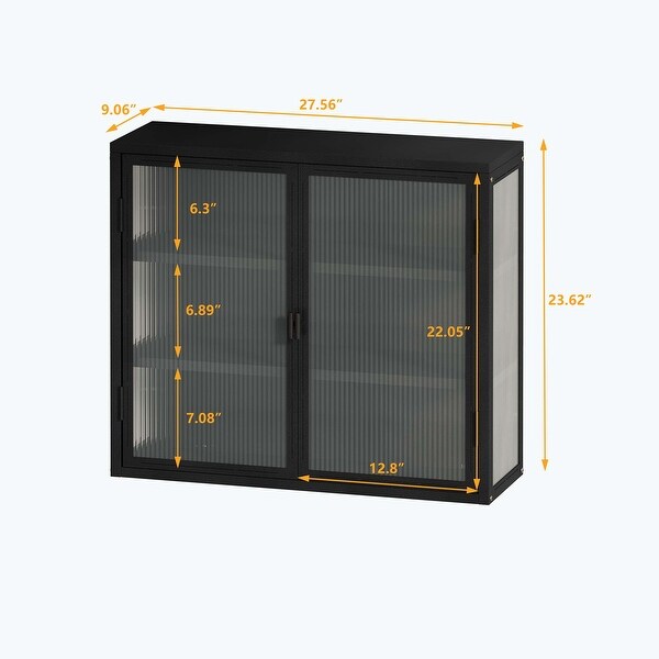 Retro Style Glass Door Wall Cabinet
