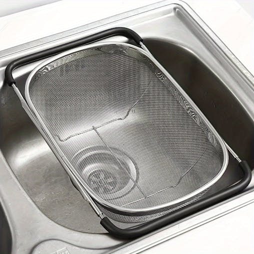 NNETM Adjustable Stainless Steel Sink Colander Rack