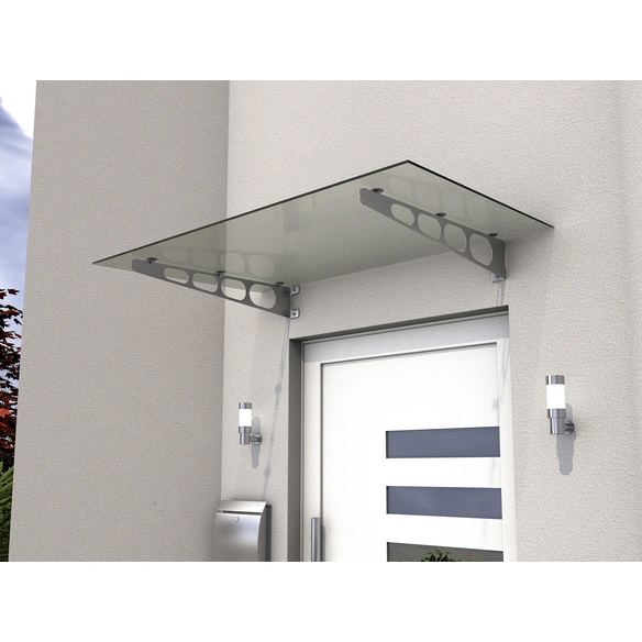 Vordach »HD/LT«, Verbund-Sicherheits-Glas (VSG), edelstahlfarben/klar